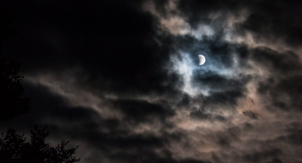 Lunar Eclipse on a Cloudy Night