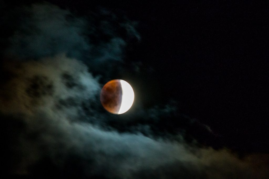 Lunar Eclipse on a Cloudy Night