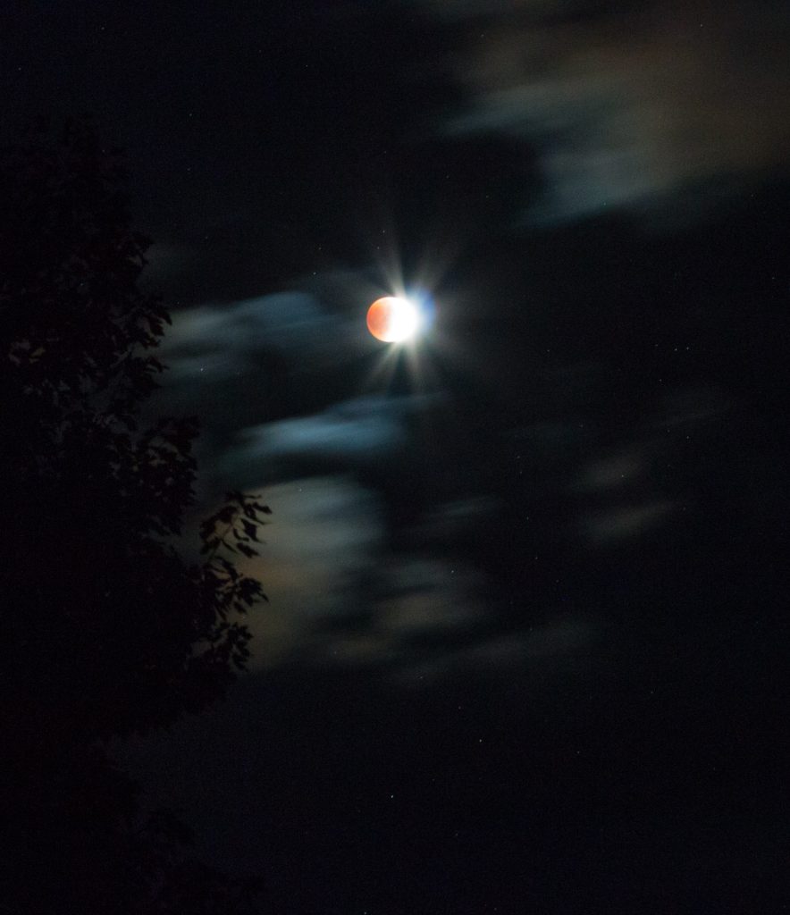 Lunar Eclipse on a Cloudy Night