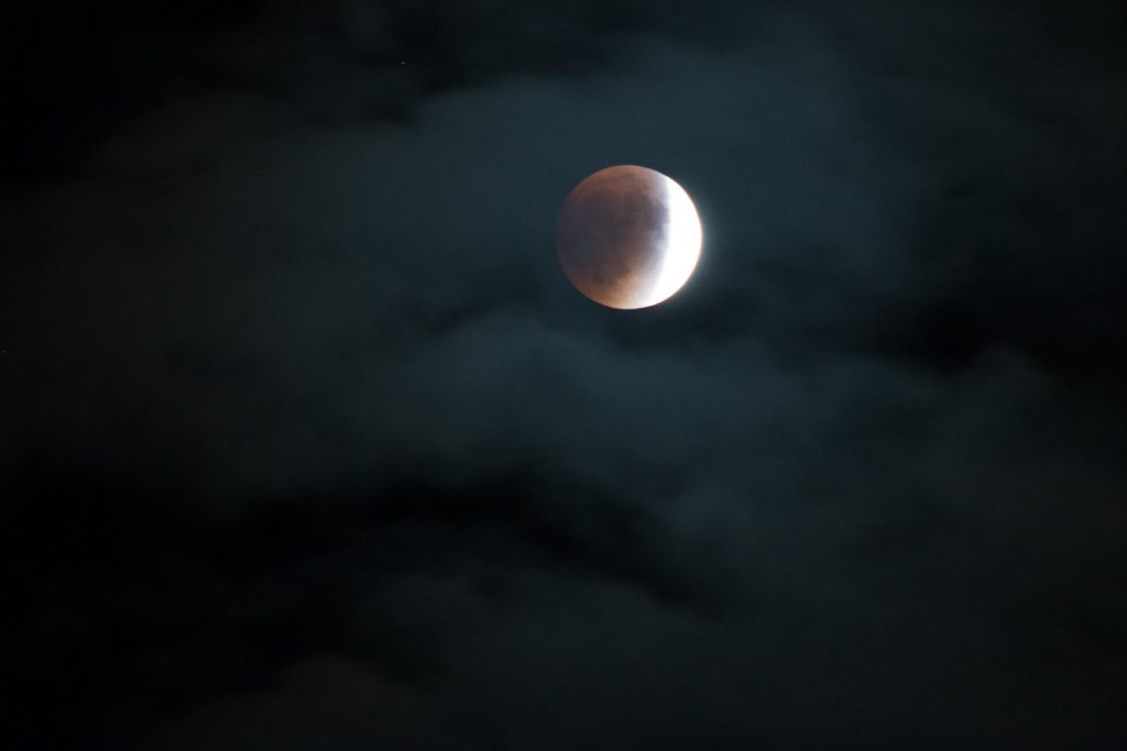 Lunar Eclipse on a Cloudy Night